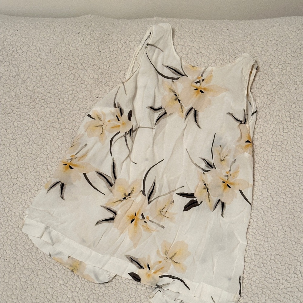 Floral Sleeveless Tank - White and Yellow